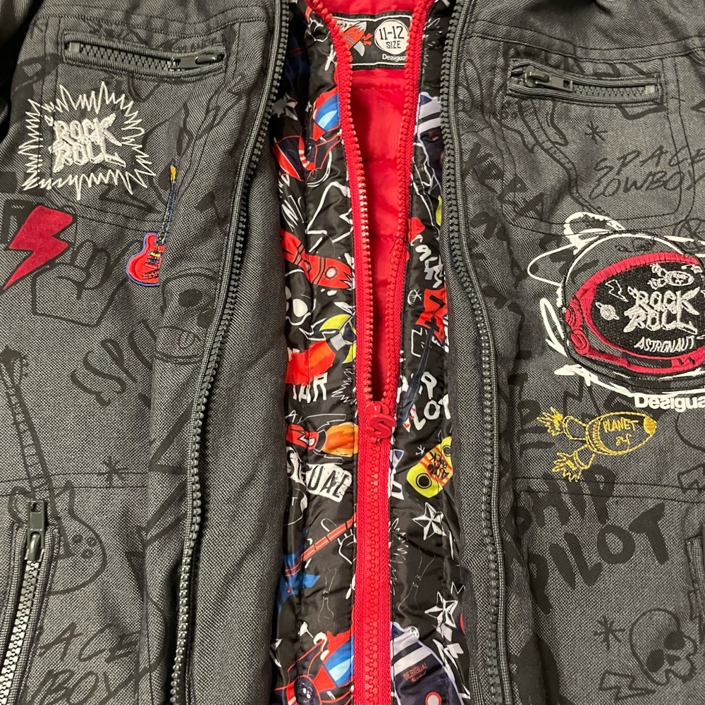 Size 12 Desigual Super Cool NWT Jacket « Rock & Roll Astronaut » - Picture 4 of 12